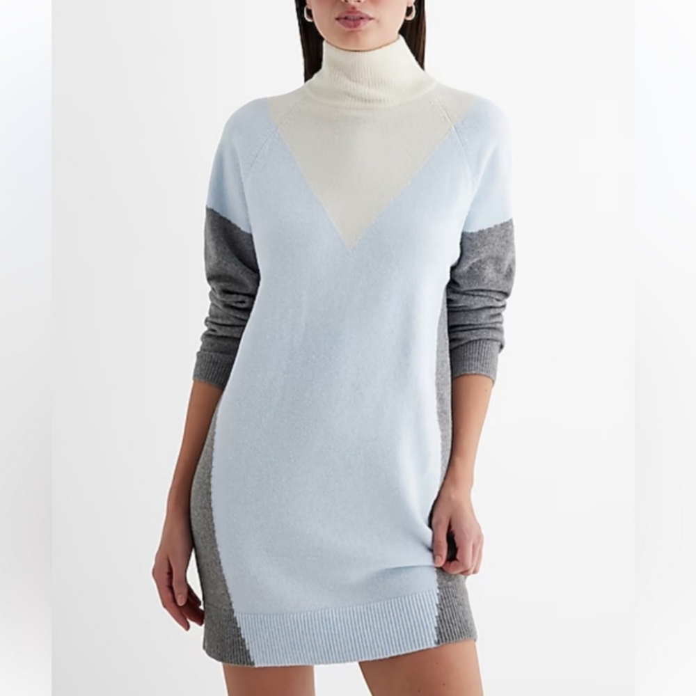 Express NWT Colorblock Turtleneck Sweater Dress